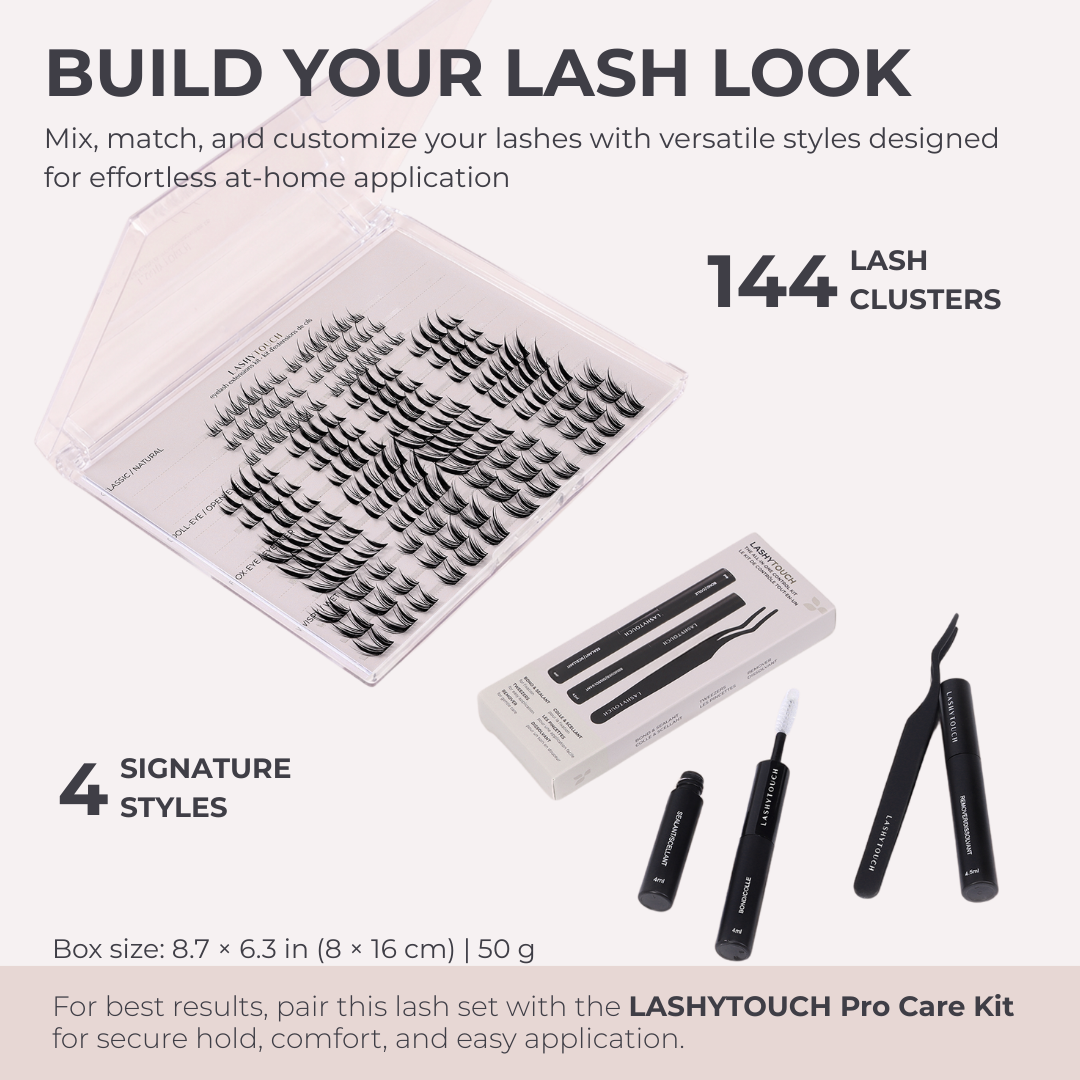 Eyelash Clusters Set - 144 clusters - 4 Lash Styles in One Case